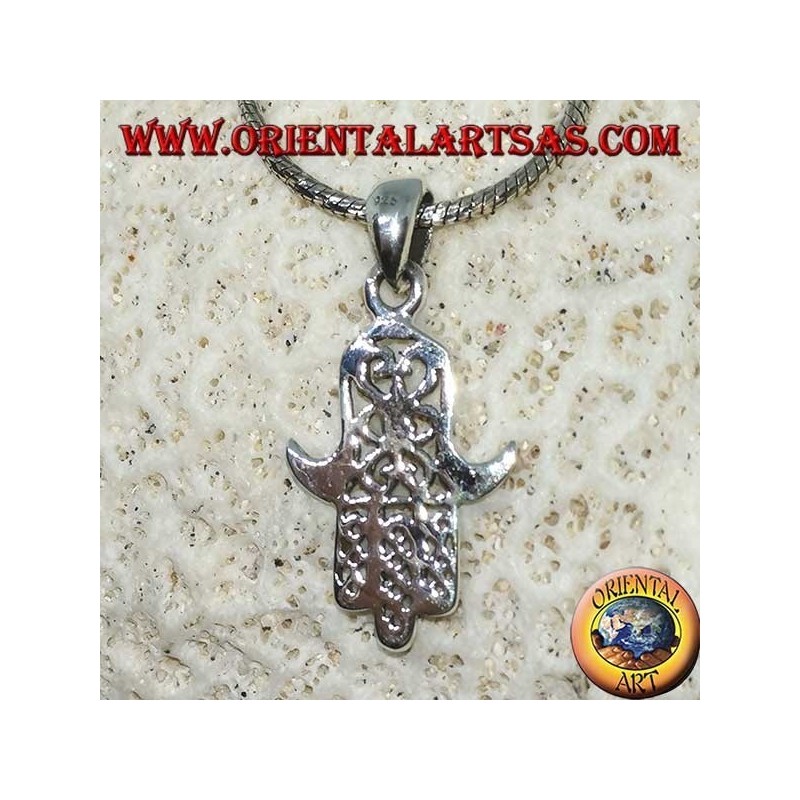 Anhänger aus Silber 925 Mir Hand von Miriam von Fatima Hamsa geschnitzt (mittel)