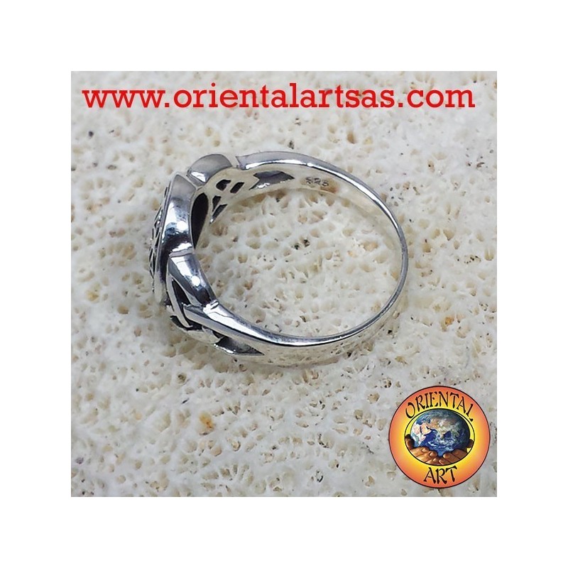 anello fiore della vita con nodo celtico in argento 
