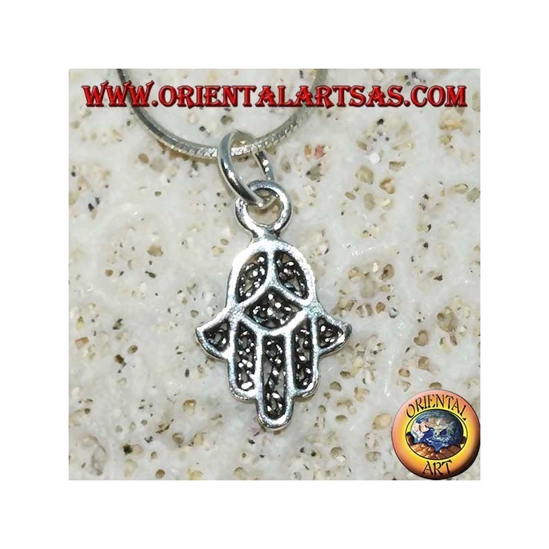 Colgante de plata, con forma de mano de Fátima Hamsa pequeña