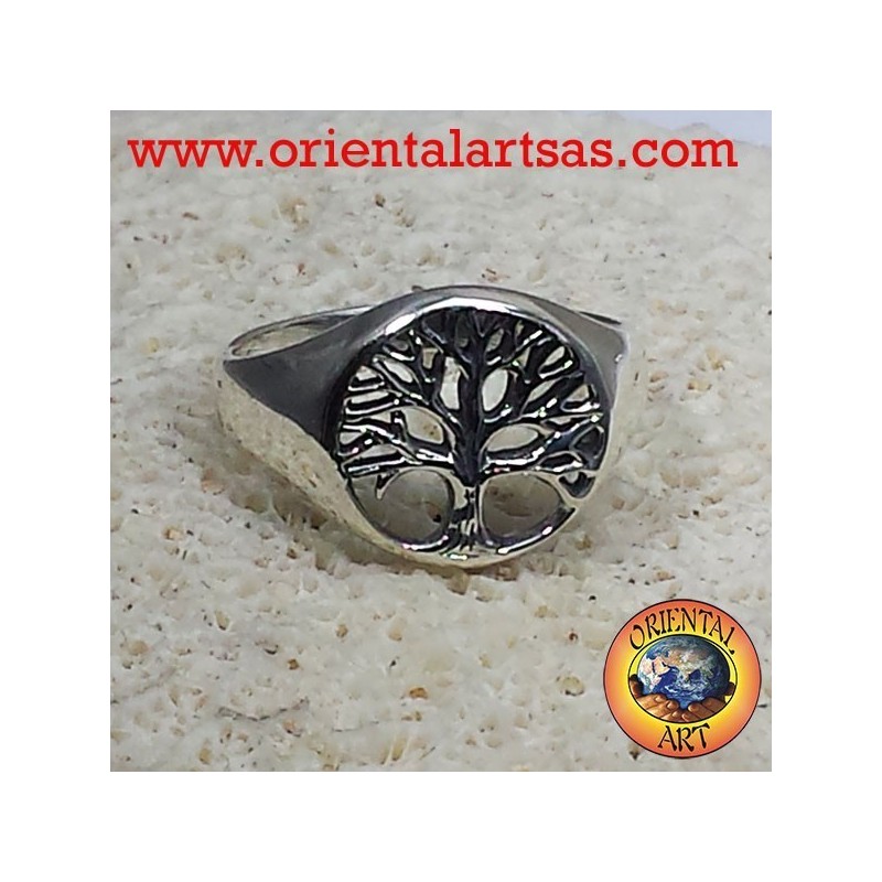 árbol de la vida anillo plato de plata