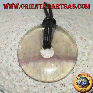 Pendentif en fluorite en forme de beignet 30 mm. en diamètre Ø cordon complet