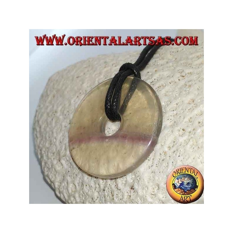 Colgante de fluorita en forma de rosquilla de 30 mm. de diámetro Ø cable completo