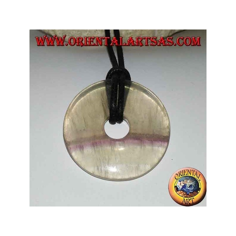 Fluorite pendant in the shape of a donut 30 mm. in diameter Ø complete cord