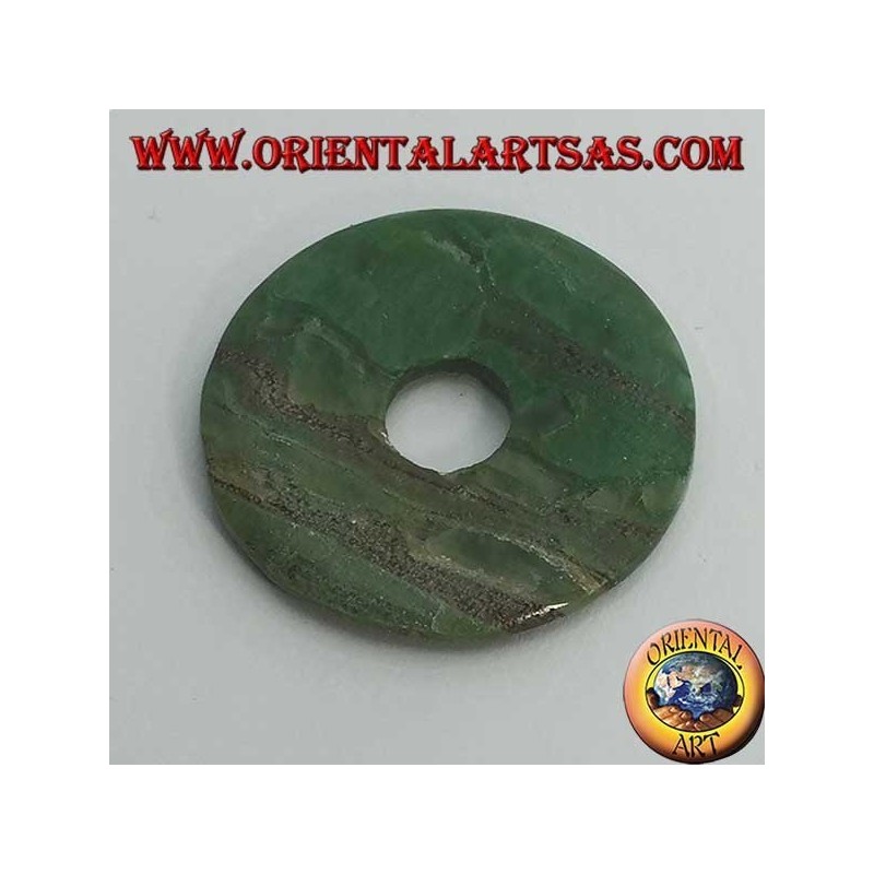 Colgante de jade verde africano con forma de rosquilla de 35 mm. de diámetro Ø cable completo (2)