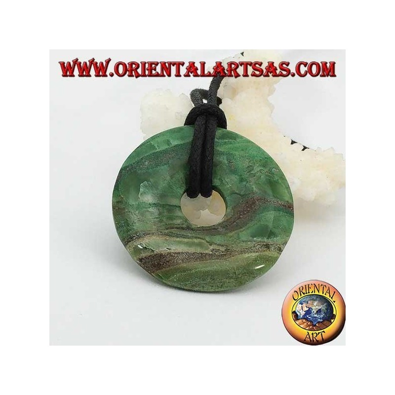 Colgante de jade verde africano con forma de rosquilla de 35 mm. de diámetro Ø cable completo (2)