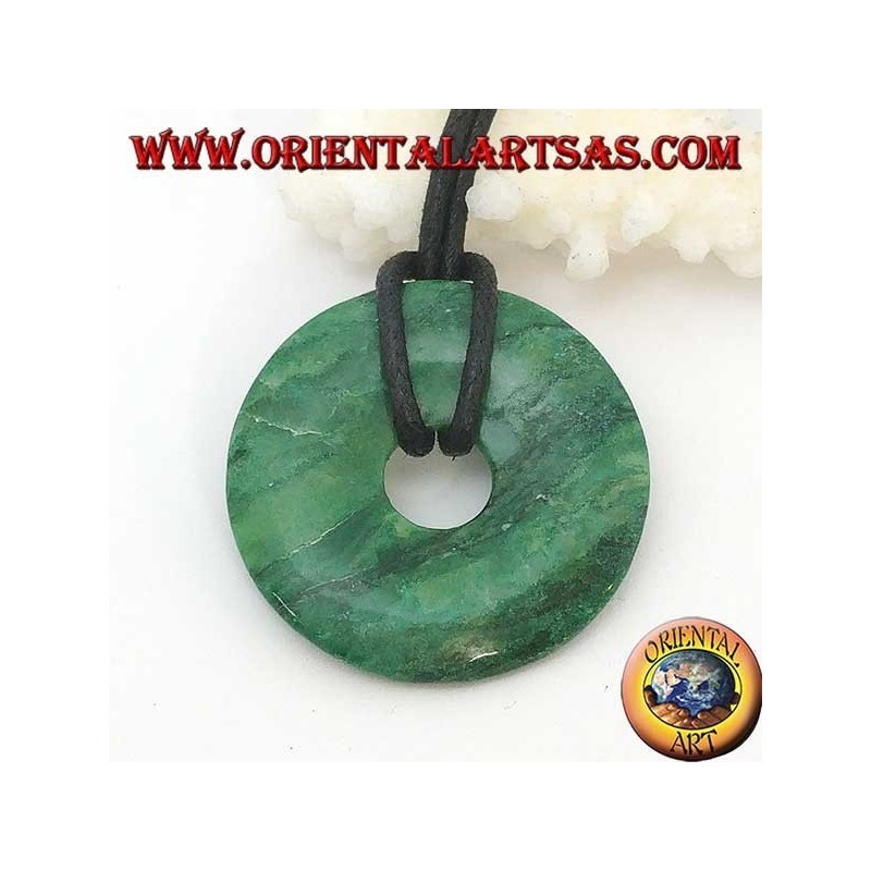 Colgante de jade verde africano con forma de rosquilla de 35 mm. de diámetro Ø cable completo (2)