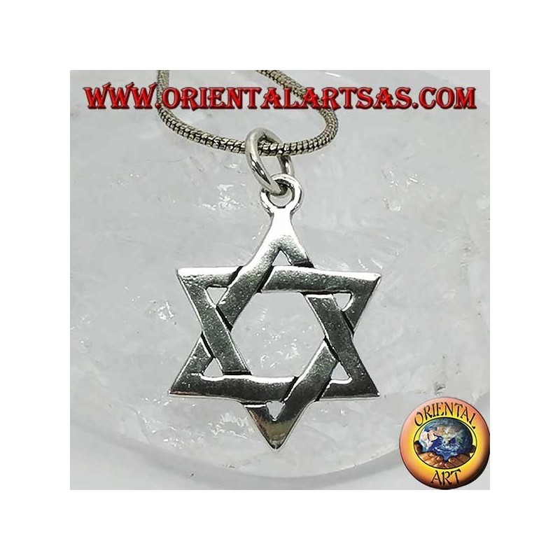Pendentif en argent, étoile de David ou mieux le bouclier de David, étoile juive