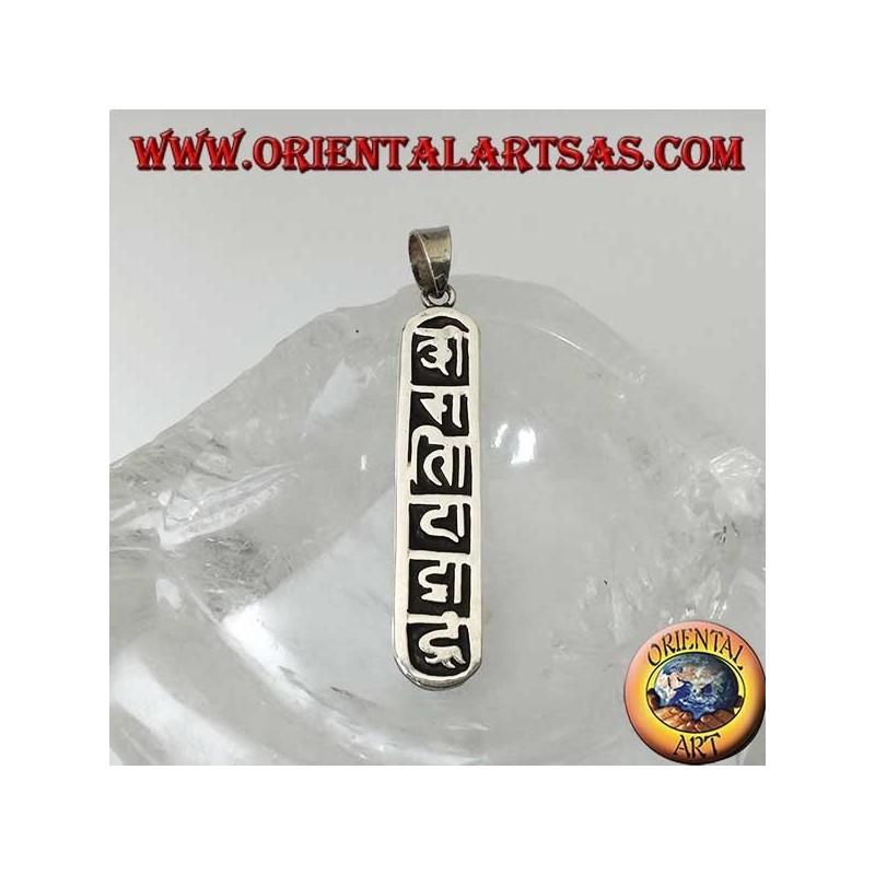 Silver pendant Oṃ Maṇi Padme Hūṃ the mantra of Mahāyāna and Tibetan budism.