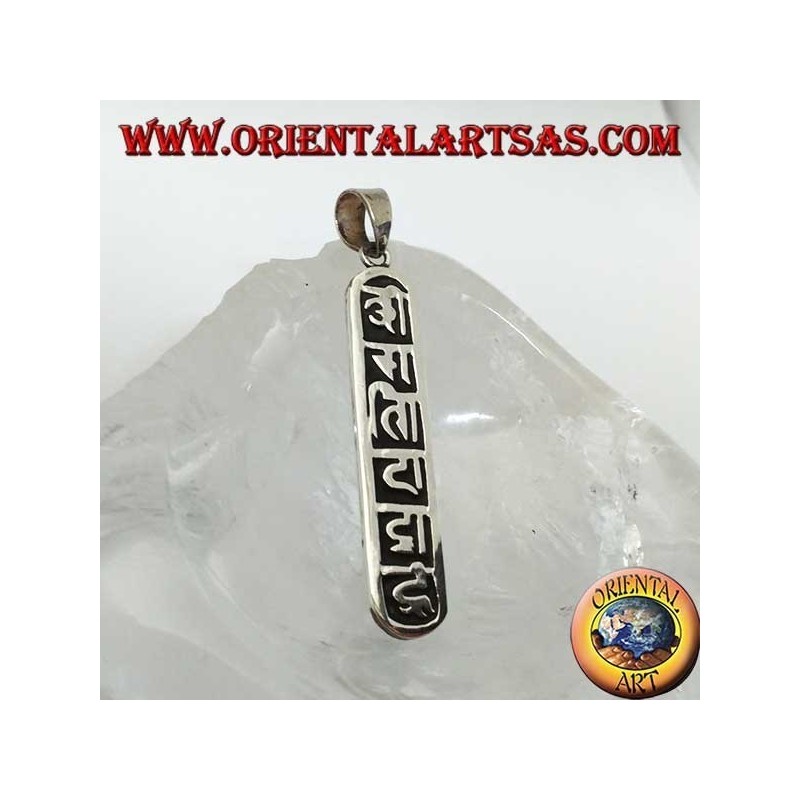 Silver pendant Oṃ Maṇi Padme Hūṃ the mantra of Mahāyāna and Tibetan budism.