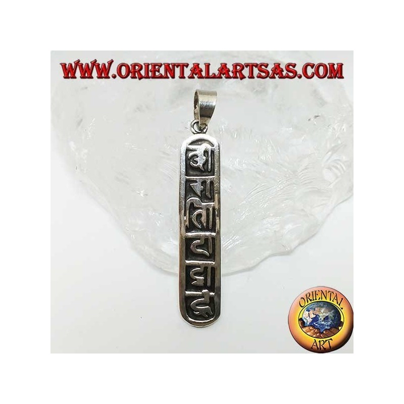 Colgante de plata Oṃ Maṇi Padme Hūṃ el mantra de Mahāyāna y el budismo tibetano