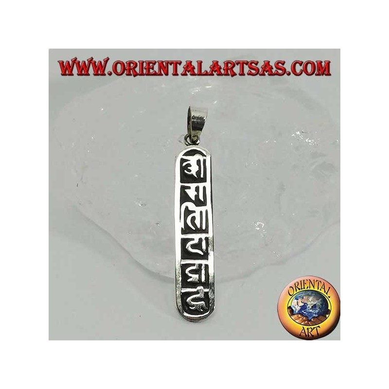 Ciondolo in argento Oṃ Maṇi Padme Hūṃ il mantra del budismo Mahāyāna ed tibetano.