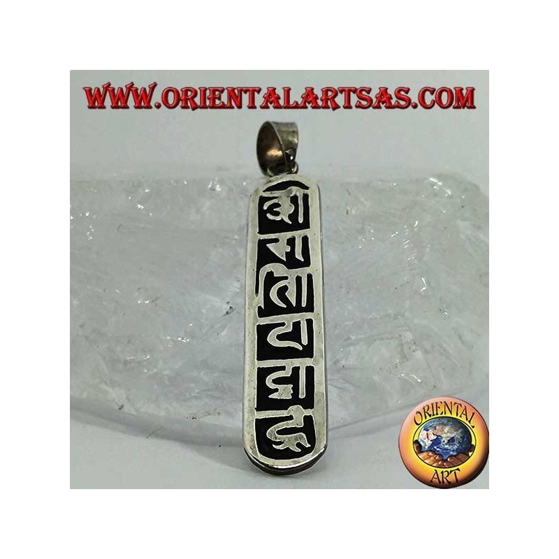 Silver pendant Oṃ Maṇi Padme Hūṃ the mantra of Mahāyāna and Tibetan budism.