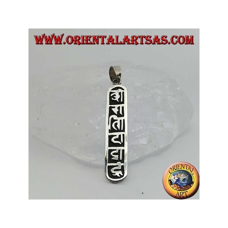 Silver pendant Oṃ Maṇi Padme Hūṃ the mantra of Mahāyāna and Tibetan budism.