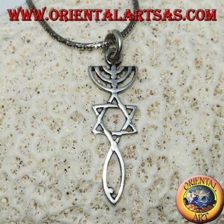Colgante de plata de la Menorah con la Estrella de David
