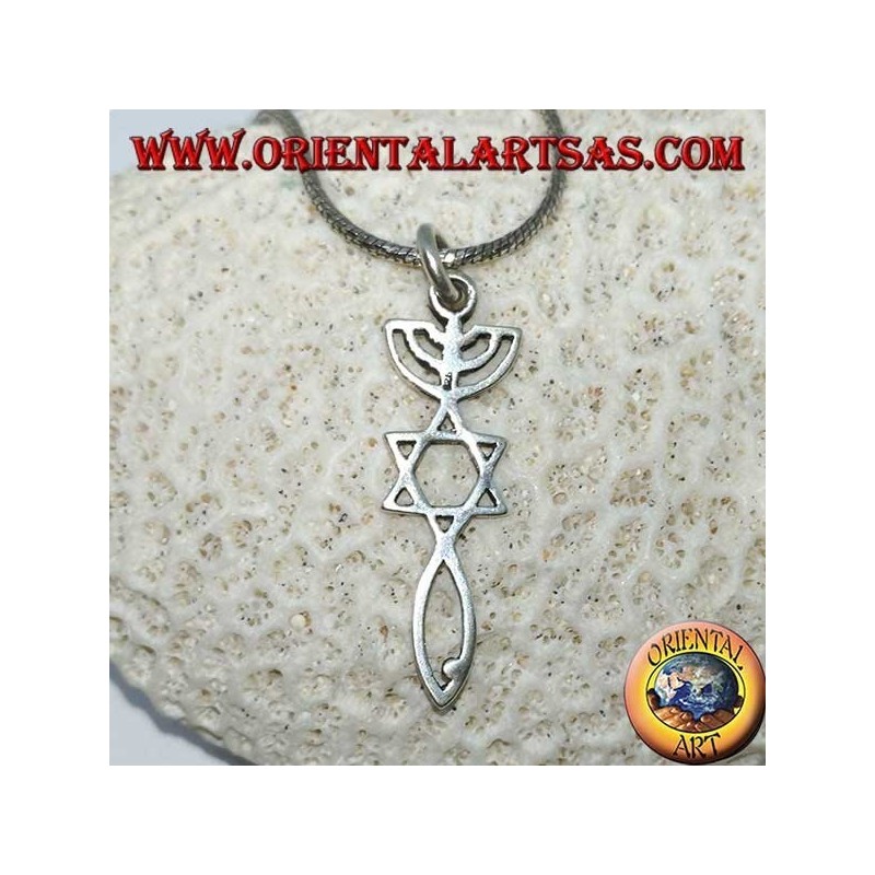 Pendentif en argent de la Menorah avec étoile de David