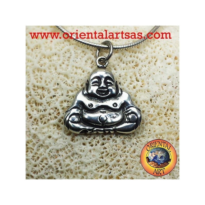 ciondolo buddha dell'abbondanza in argento