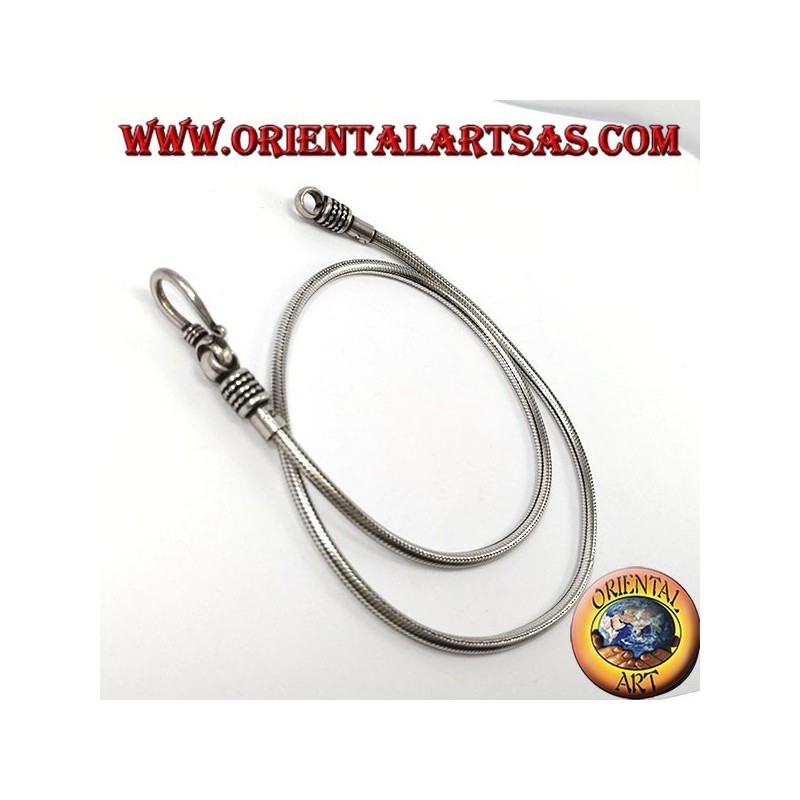 Silver necklace, Indonesian snake of 40 cm