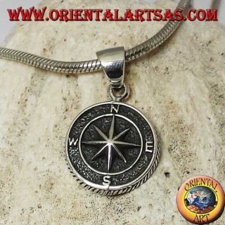 Silver pendant wind compass (compass) in bas-relief