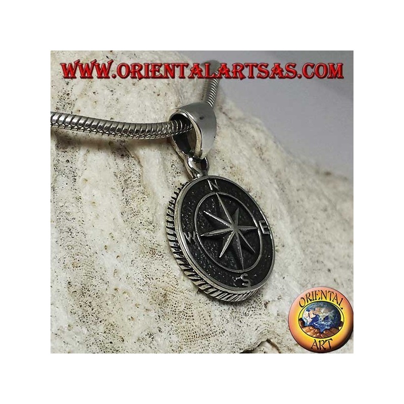 Silver pendant wind compass (compass) in bas-relief