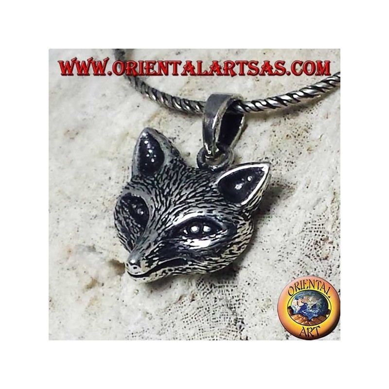 silver pendant with fox head