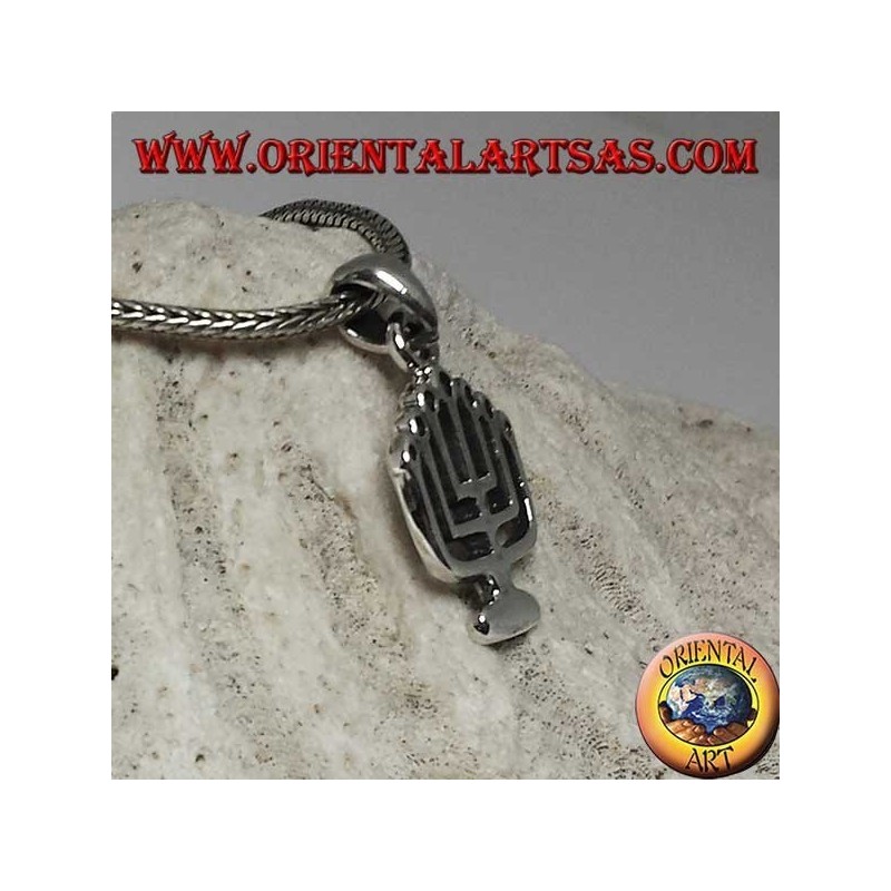 Pendentif en argent de la lampe à huile Menorah à sept bras (petit)