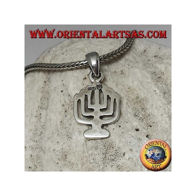 Pendentif en argent de la lampe à huile Menorah à sept bras (petit)