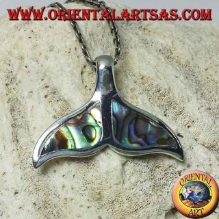 Silber Delphin Schwanz Anhänger mit Paua Muschel