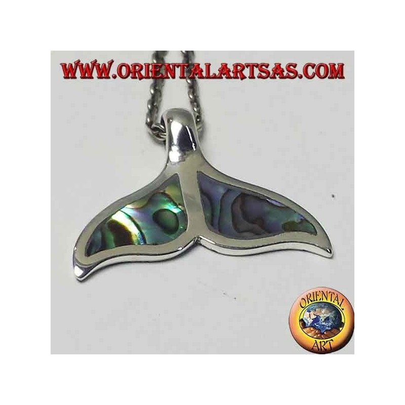 Ciondolo in argento coda di delfino con paua shell