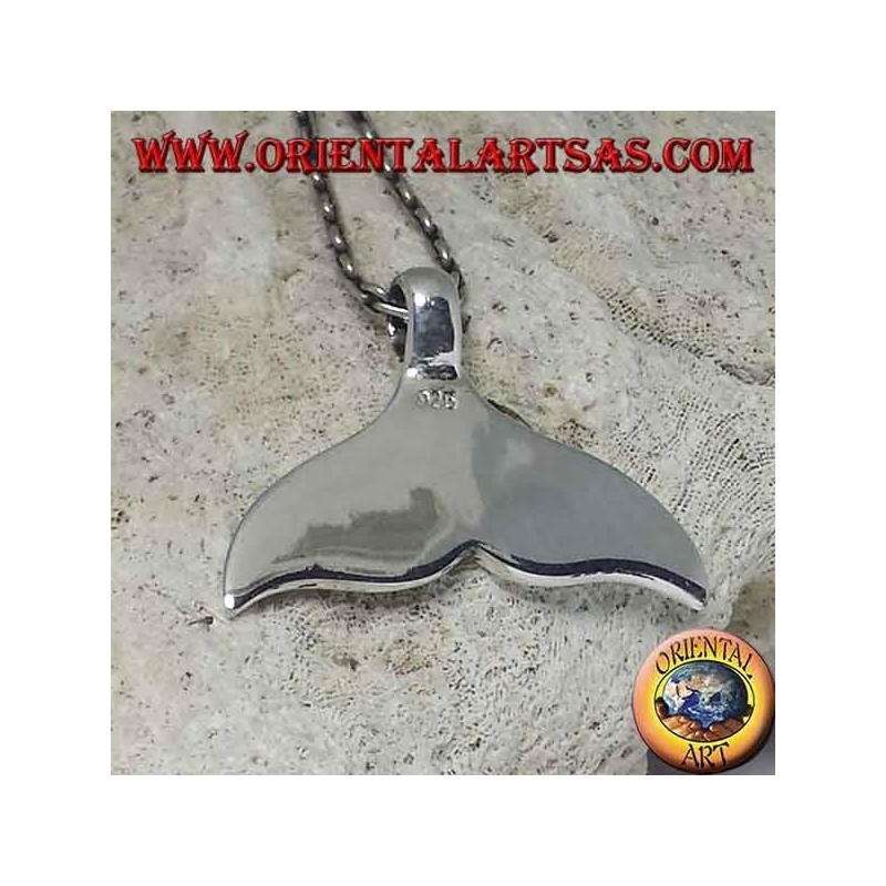 Pendentif queue de dauphin en argent avec coquille de paua