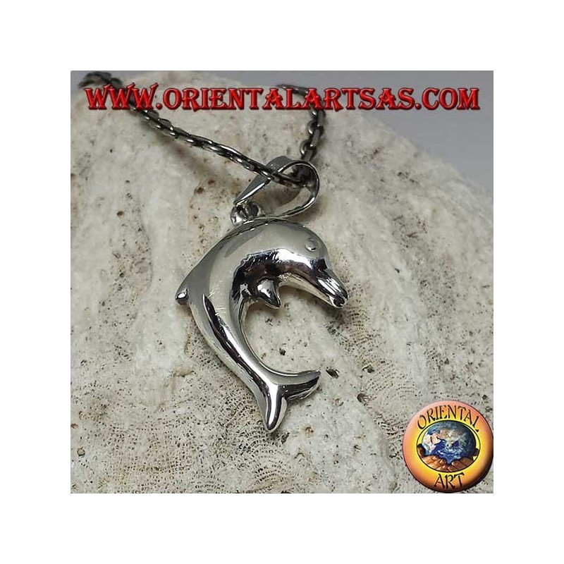 Silver pendant, the jumping dolphin