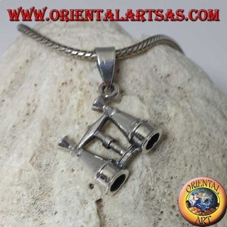 Silver pendant in the shape of binoculars