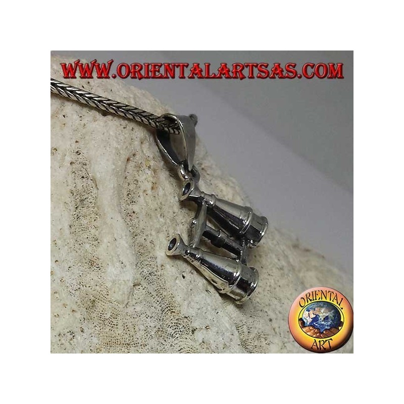 Silver pendant in the shape of binoculars