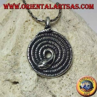 Colgante de plata, espiral sagrada de la serpiente kundalini