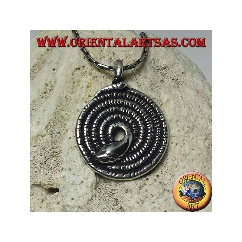 Pendentif en argent, spirale sacrée du serpent Kundalini