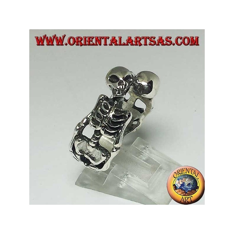 Anillo de plata de esqueletos en pares