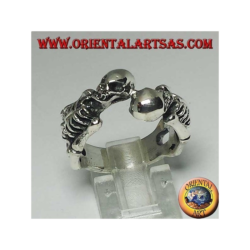 Bague en argent de squelettes par paires