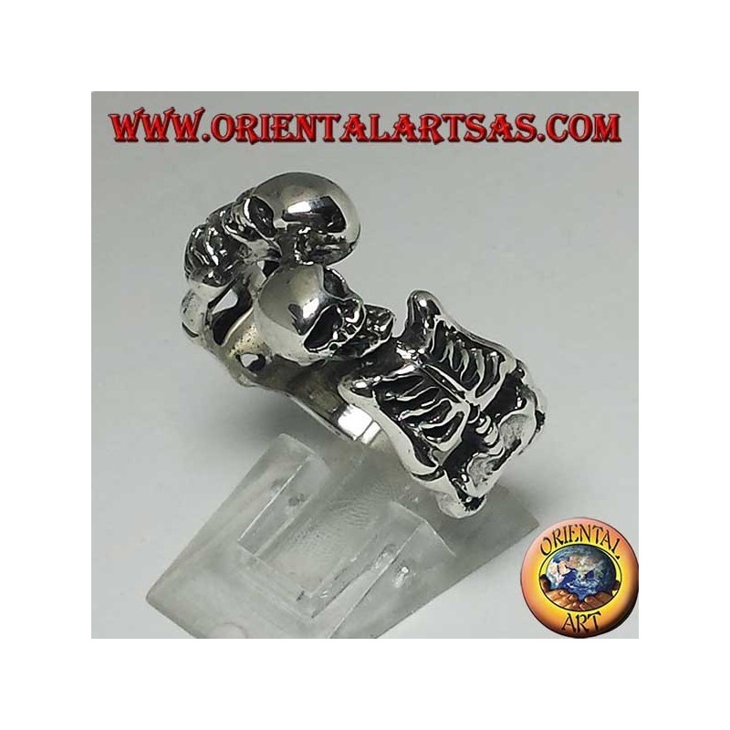 Anillo de plata de esqueletos en pares