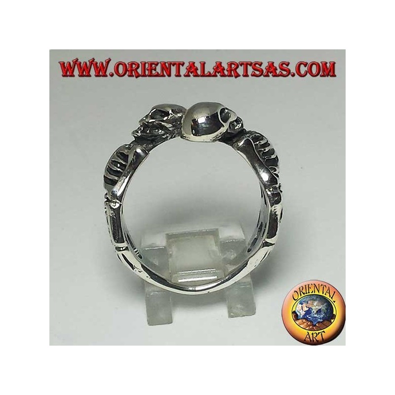Bague en argent de squelettes par paires