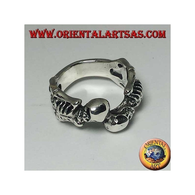 Anillo de plata de esqueletos en pares
