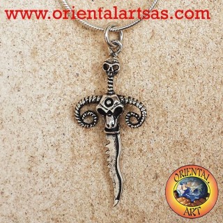 pendentif poignard crâne et d'argent cornes de bélier