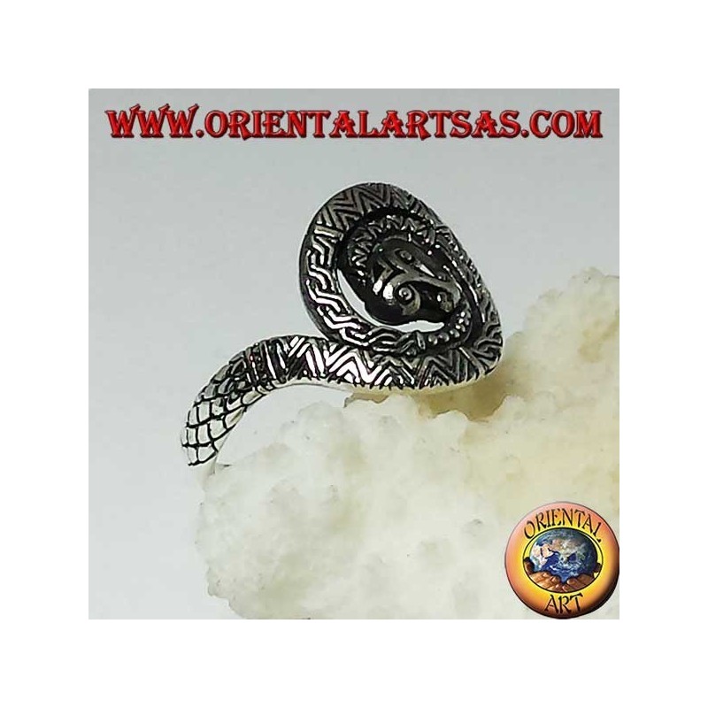 Bague serpent en cobra argenté spirale sacrée de la kundalini