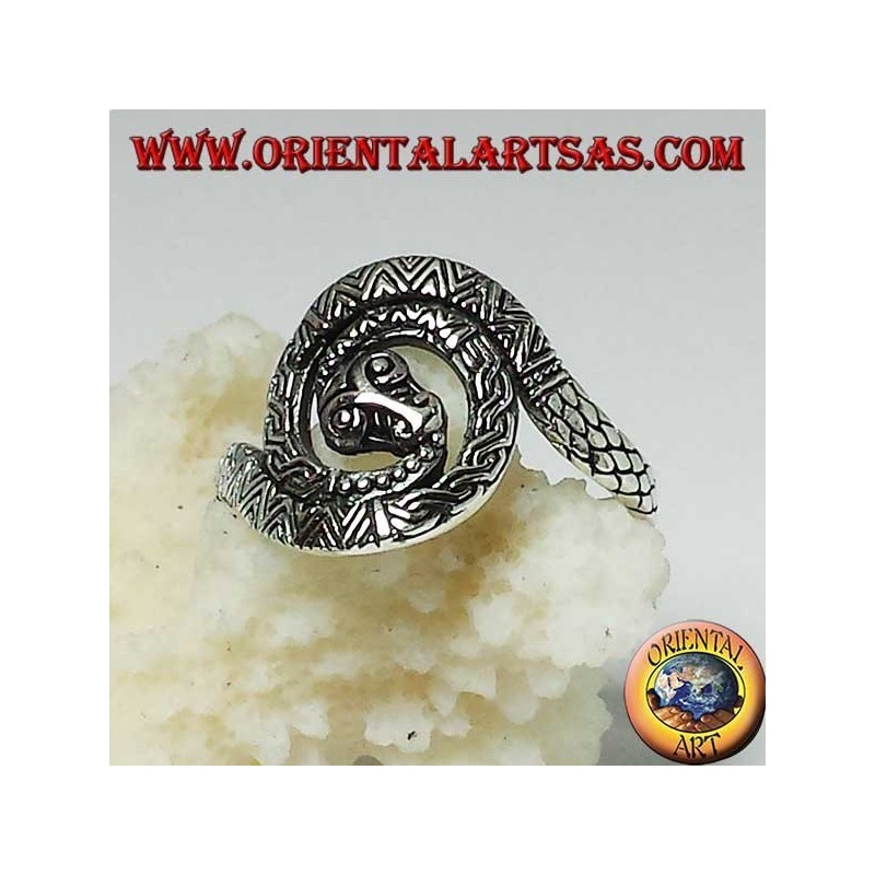 Silver cobra snake ring sacred spiral of kundalini