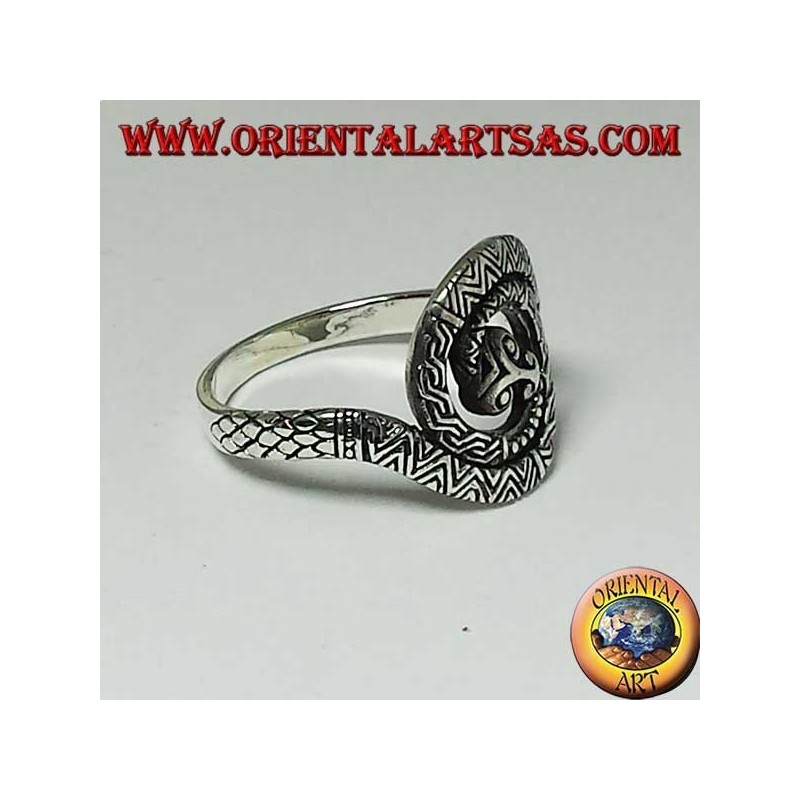 Anillo de serpiente cobra plateada espiral sagrada de kundalini