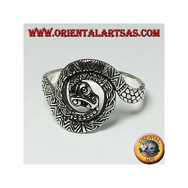 Silver cobra snake ring sacred spiral of kundalini