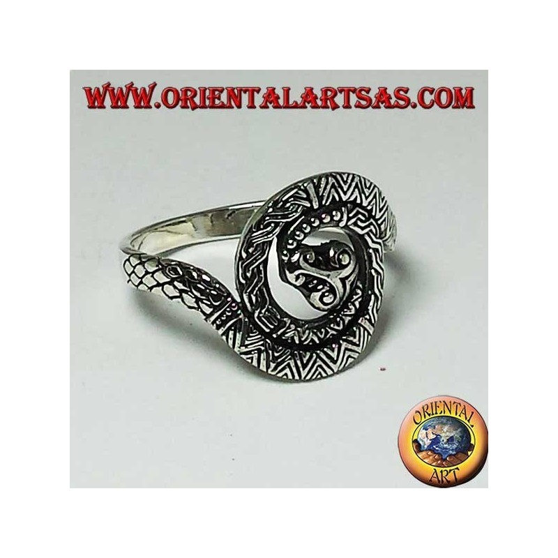 Silver cobra snake ring sacred spiral of kundalini