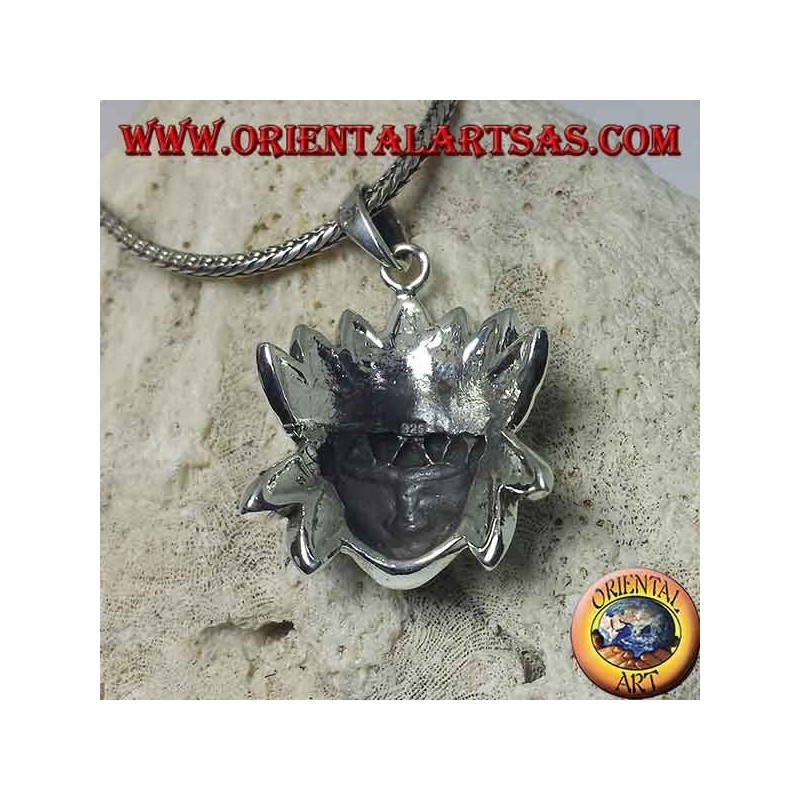 Pendentif en argent, indigène indien avec coiffe de plumes turquoise