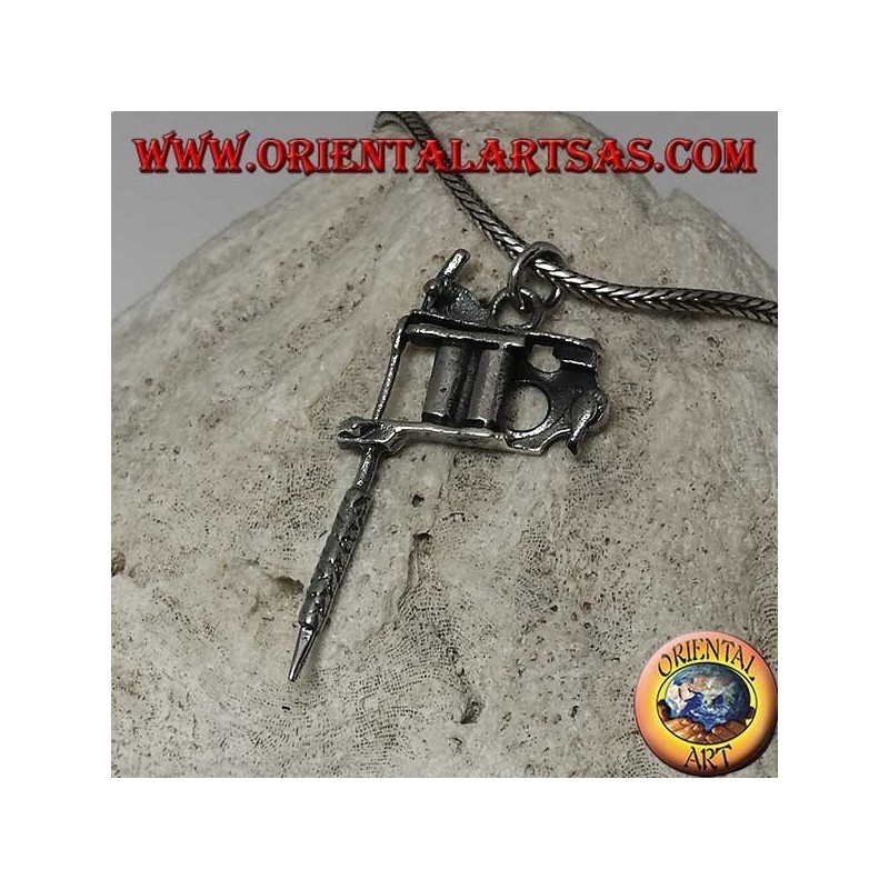 Silver pendant Bobbin tattoo machine