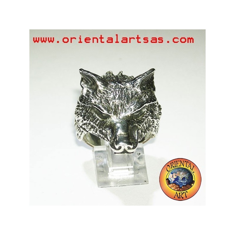 Anello in argento testa di lupo (grande)