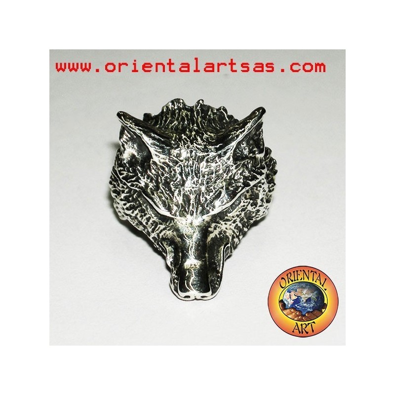 Anello in argento testa di lupo (grande)