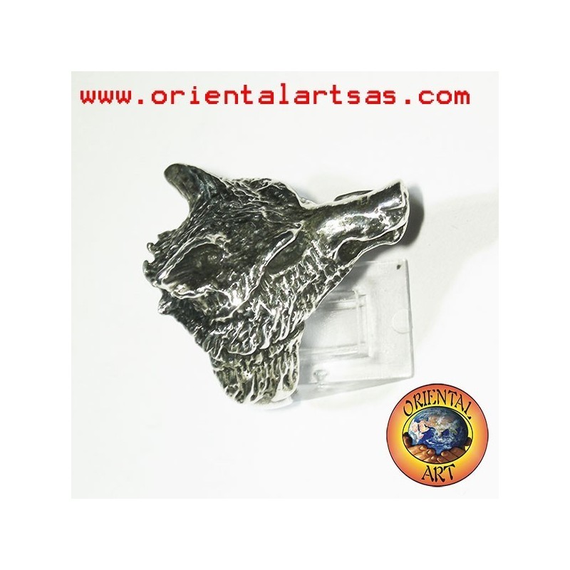 Anello in argento testa di lupo (grande)